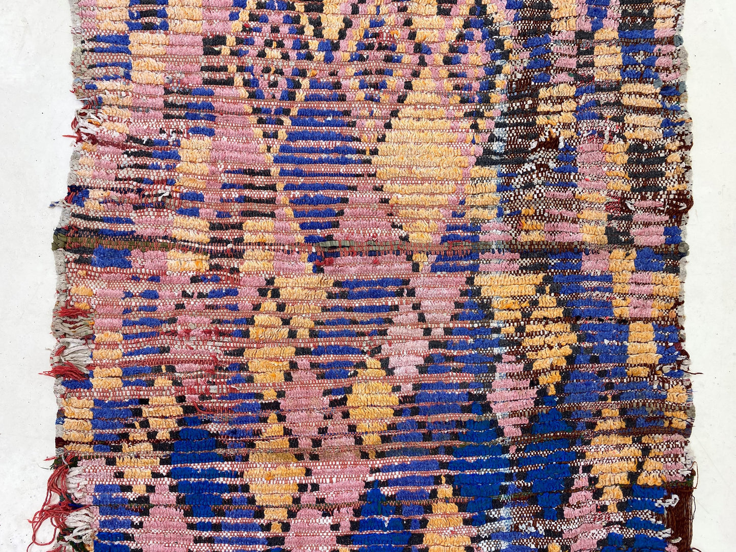 Tapis berbère marocain en laine tissé à la main 3x6, tapis à diamants colorés délavés.