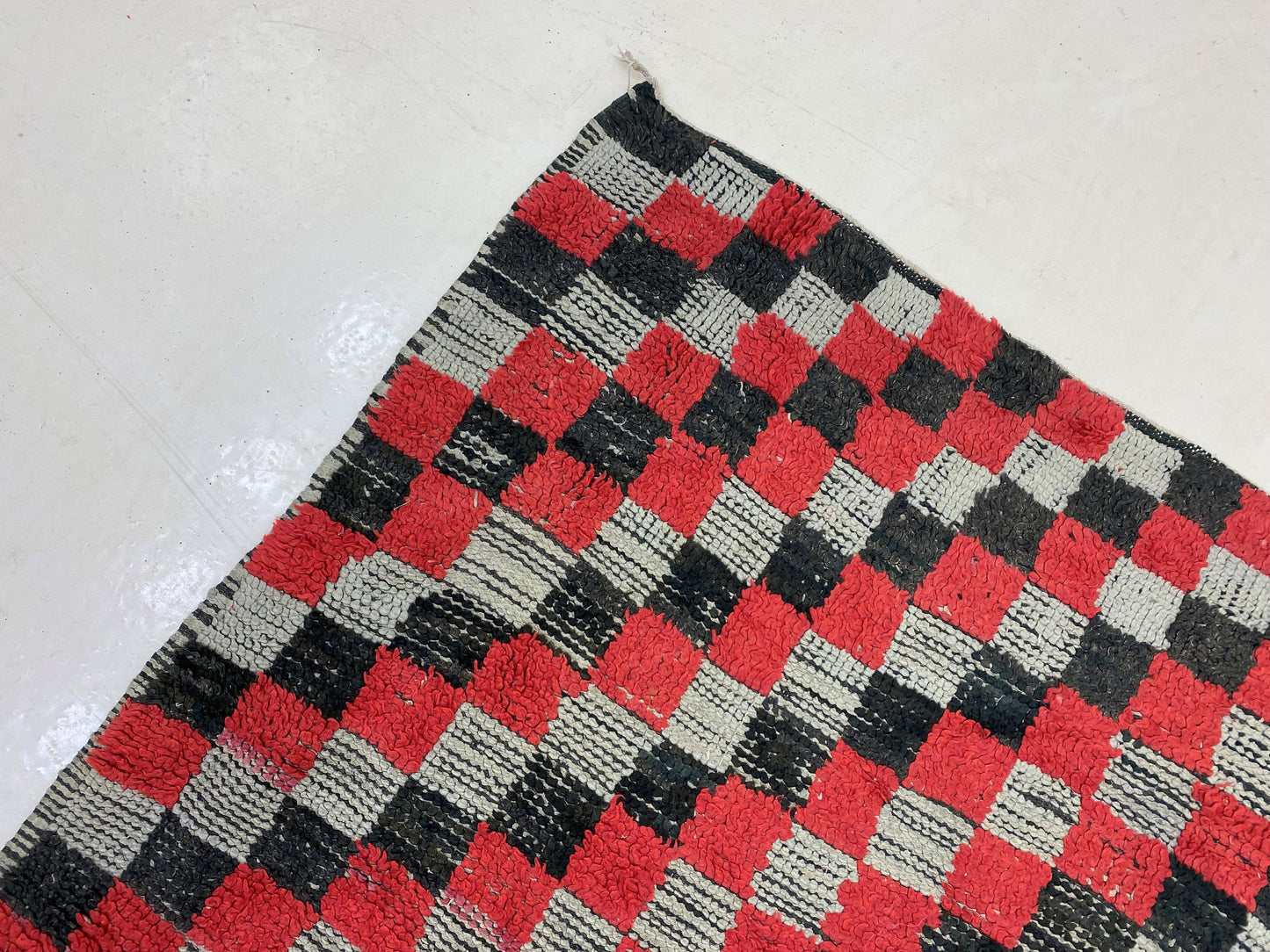 Handwoven 3x9 Moroccan Vintage Runner Rug, Bohemian Berber Checkered Rug Runner.