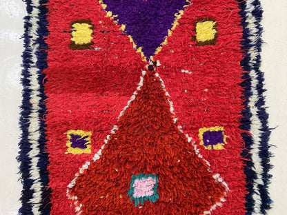 Tapis de couloir marocain unique 3x9, tapis de couloir berbère vintage.