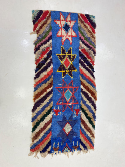 Tapis de couloir berbère marocain 3x6, décor bohème unique.