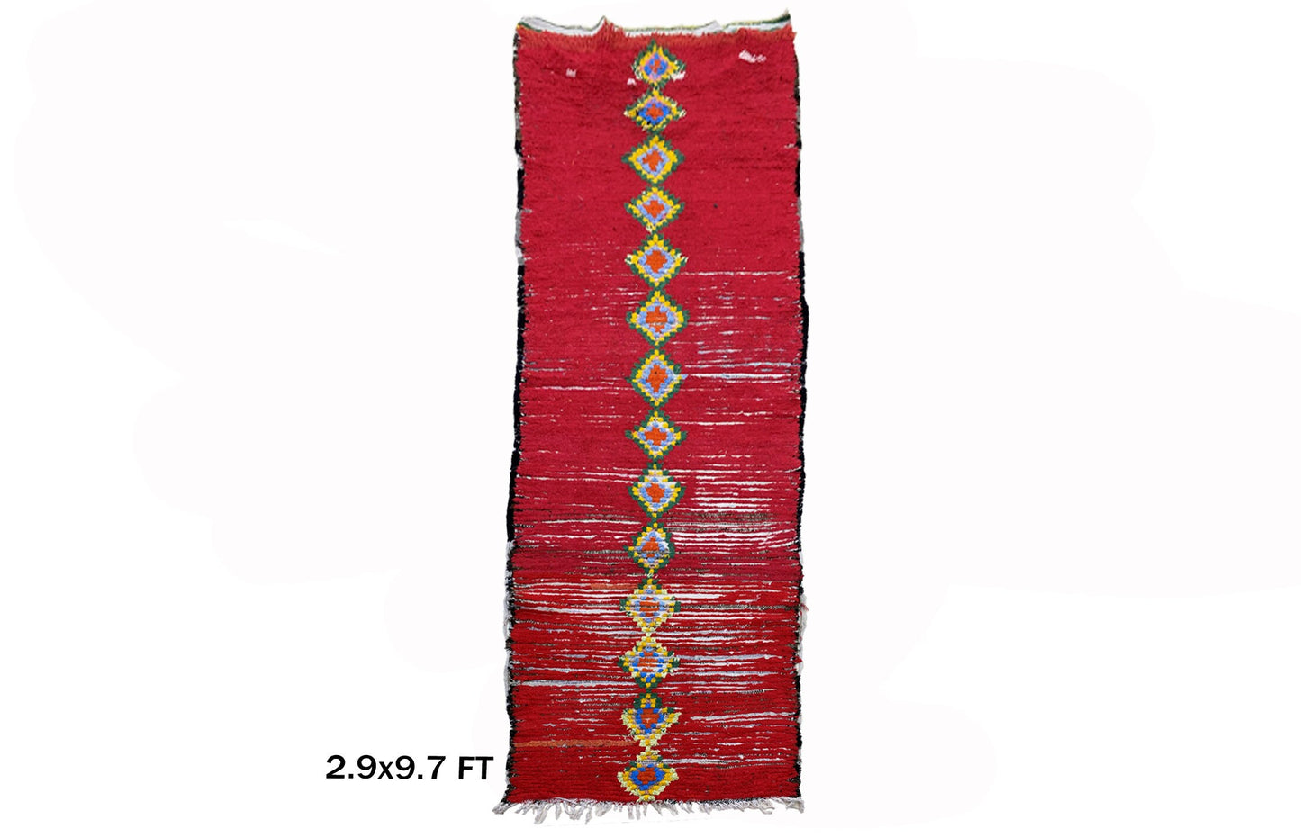 Tapis de couloir long marocain diamant rouge 3x10.