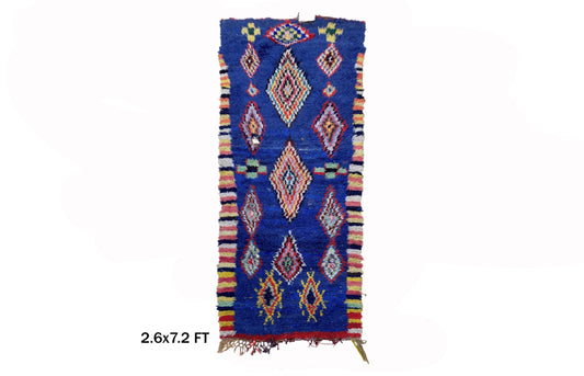 Tapis de couloir marocain coloré 3x7, style bohème vintage.