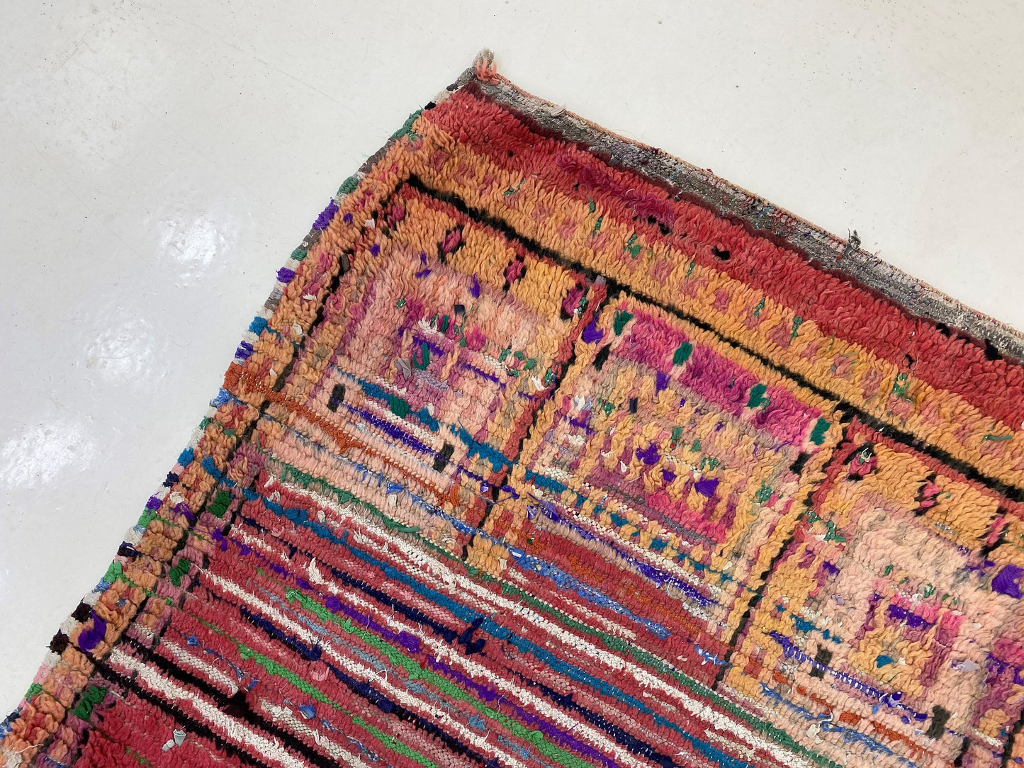 3x7 Berber Moroccan Rug Runner, Unique Worn Vintage Rug.