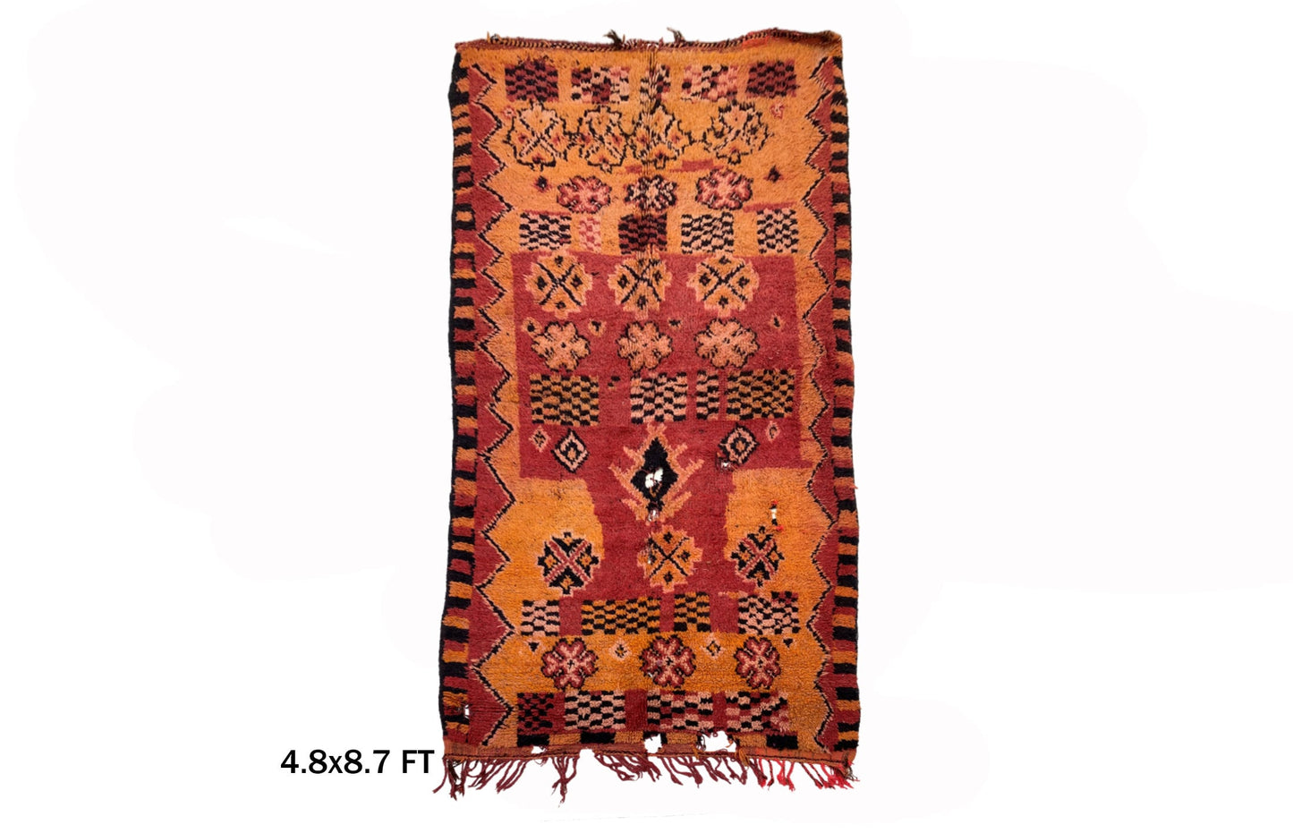 Tapis marocain en laine vintage 5x9, tapis bohème authentique.