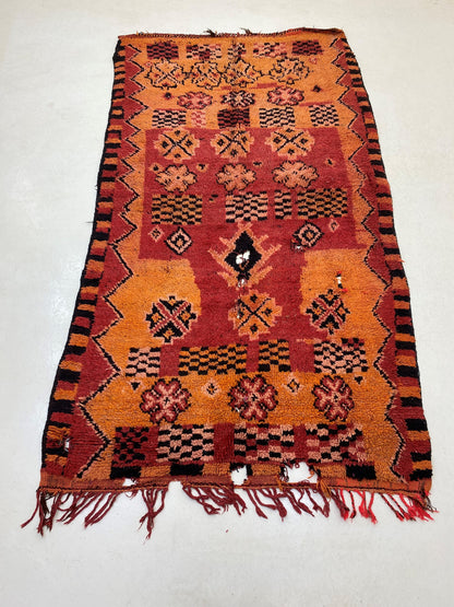 Tapis marocain en laine vintage 5x9, tapis bohème authentique.