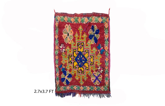 Petit tapis marocain vintage carré 3x4.