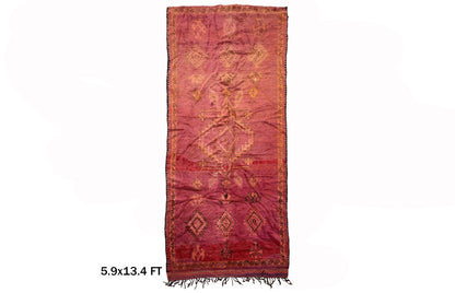 Tapis de couloir marocain 6x13, textile vintage d'occasion.