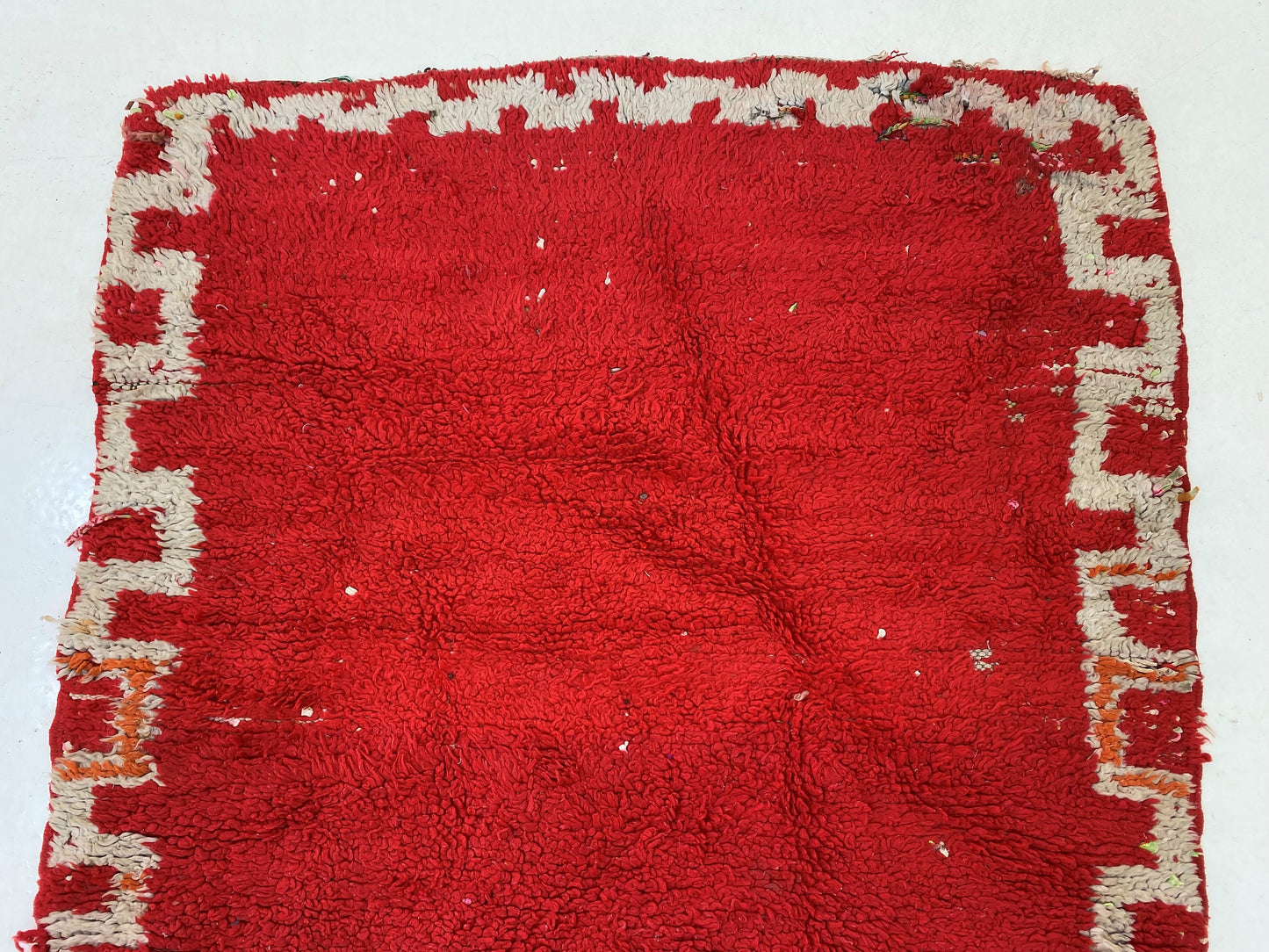 Tapis de couloir vintage rouge, tapis marocain, tapis berbère unique en laine 3x7.