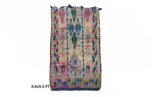 Grand tapis marocain vintage 6x9, décoration d'intérieur berbère.