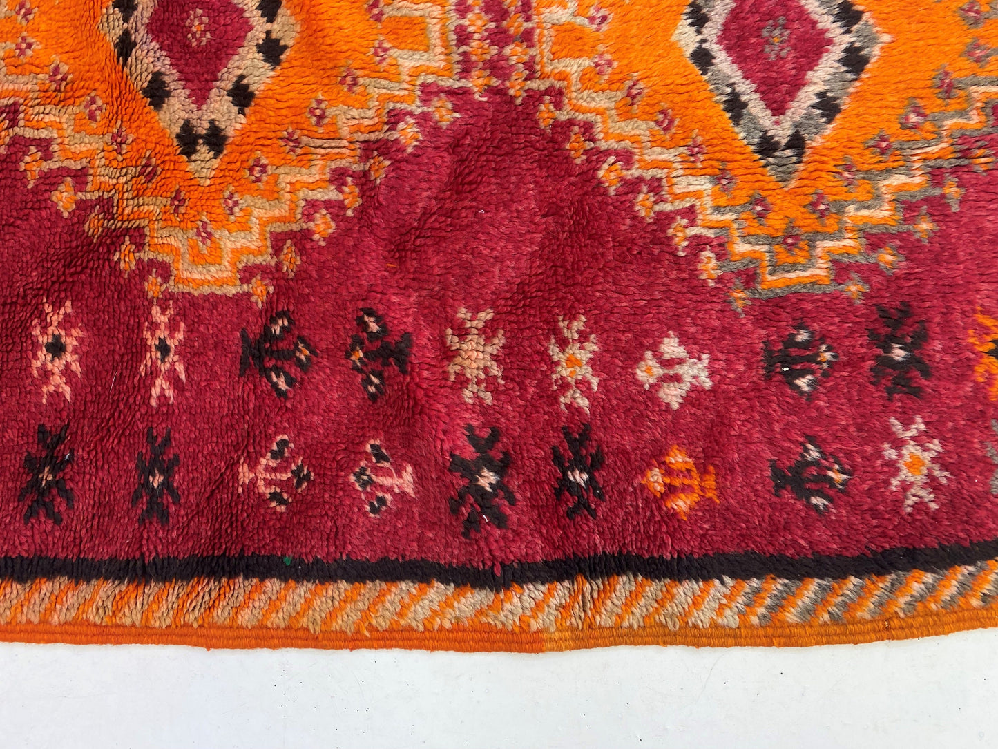 3x4 Vintage Moroccan Area Rug, small Berber Design.