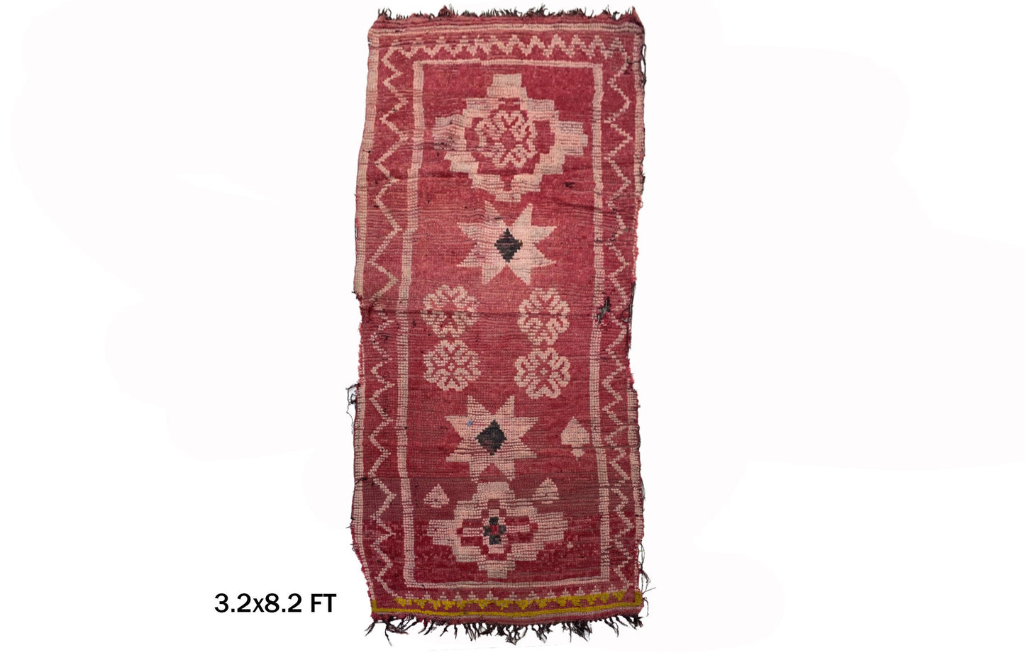 Tapis de couloir marocain vintage unique en laine 3x8.