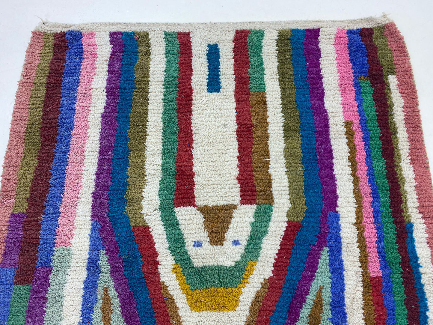 Handmade Moroccan Rug, Unique Berber Addition to Living Room Decor.