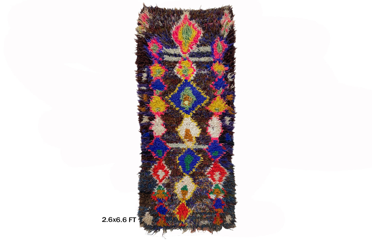 Berber Diamond Worn Runner, 3x7 Vintage Moroccan Rug Runner.