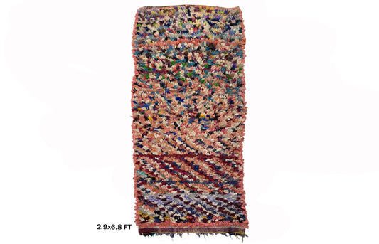 Tapis berbère coloré 3x7, tapis vintage unique.