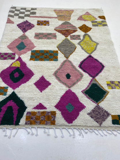 Handmade Colorful Bohemian Rug, Moroccan Rug Inspired for Living Room.