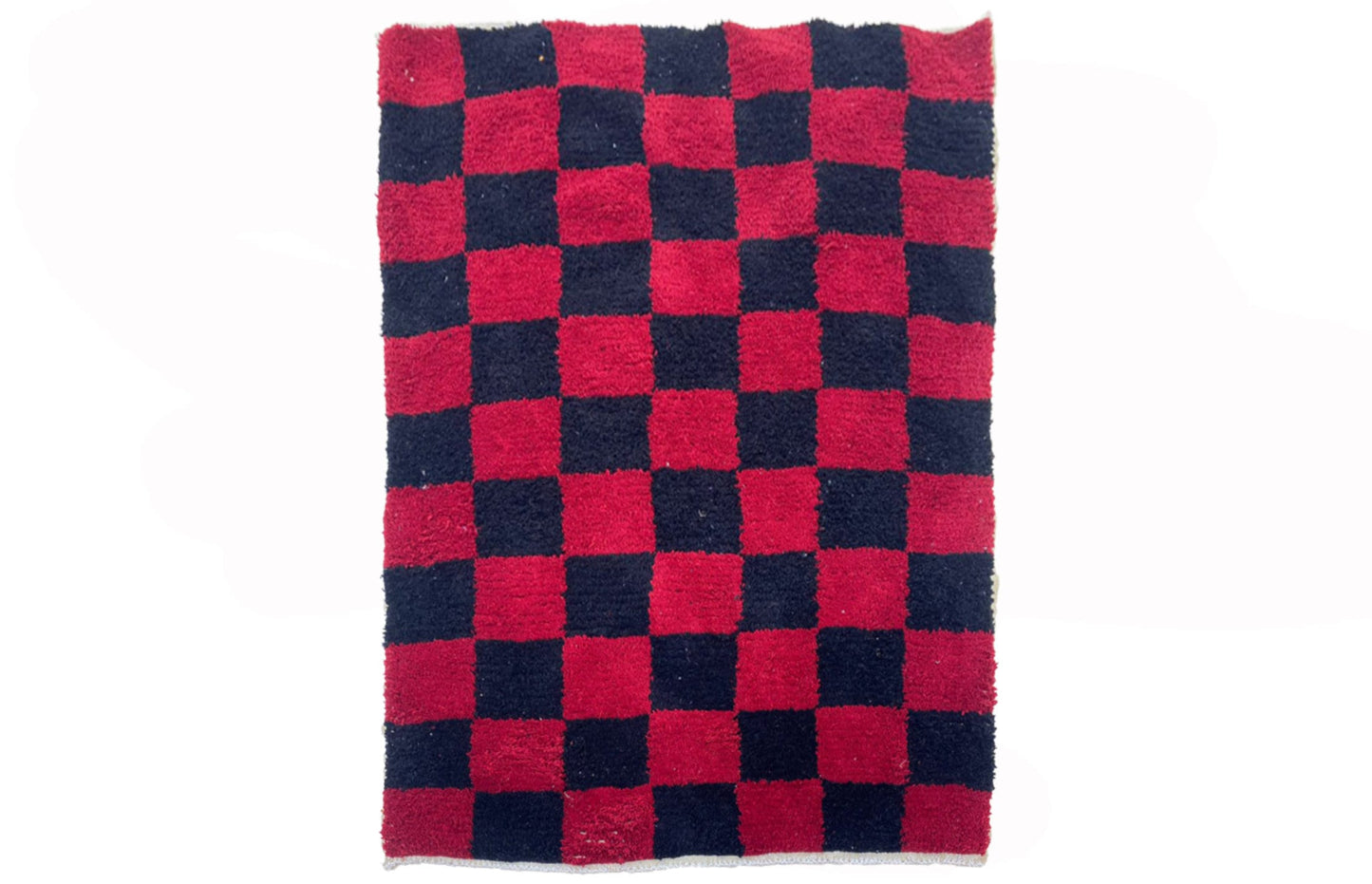 Tapis à carreaux marocain, tapis berbère noir et rouge pour votre maison.