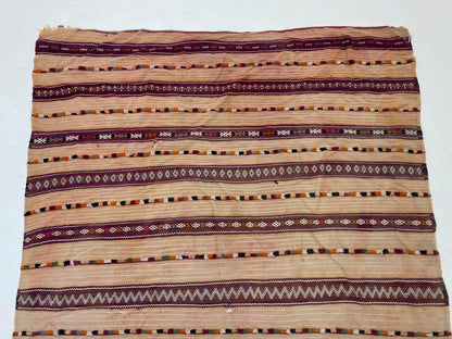 Tapis marocains tissés à plat vintage uniques 5x9, tapis au design berbère traditionnel.