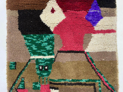 Tapis berbère marocain coloré, tapis géométrique vibrant.