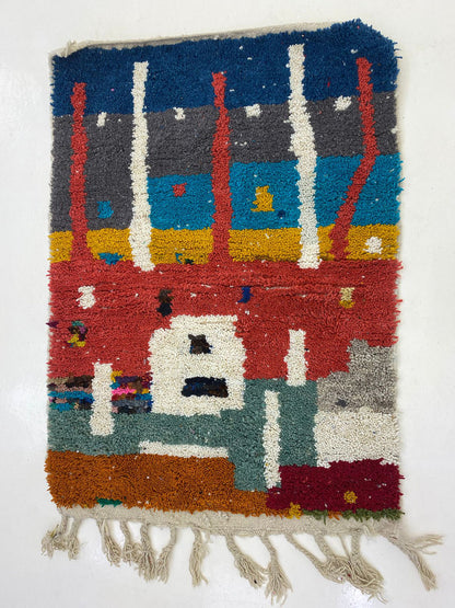 Handmade Colorful Moroccan Rug, Boho Living Room Rug.