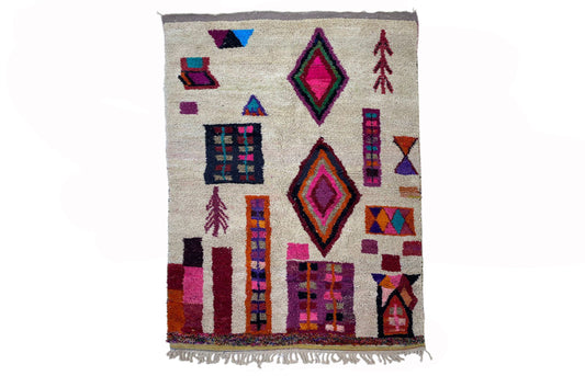 Handmade Moroccan Rug, Unique Colorful Boho Area Rug.