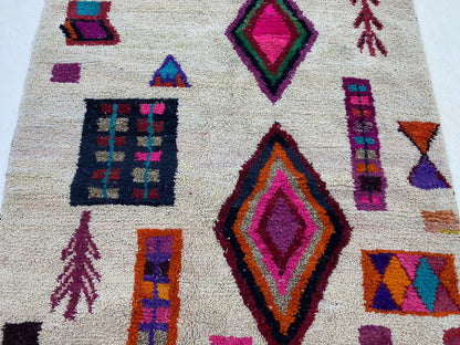 Handmade Moroccan Rug, Unique Colorful Boho Area Rug.