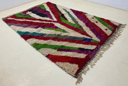 Boho Chic Moroccan Berber Rug, Colorful Handwoven Wool Rug.