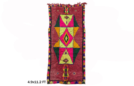 Tapis de couloir géométrique marocain vintage 5x11.