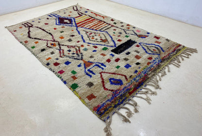 Handmade Moroccan Colorful Area Rug, Berber Custom Decor for Living Room.