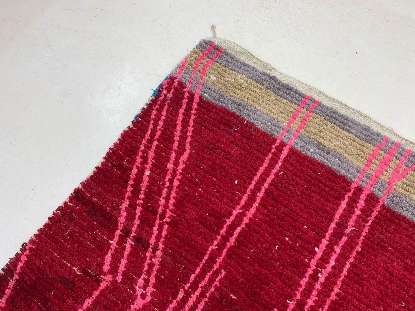 Handmade Red Moroccan Area Rug, Customizable Bohemian Decor Rug.