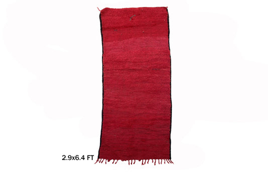 Tapis marocain rouge 3x6, tapis en laine vintage, décoration d'intérieur berbère bohème.