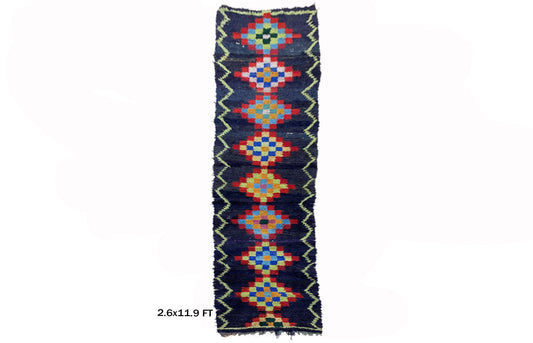 Tapis de couloir marocain, tapis de couloir vintage Diamond 3x7.