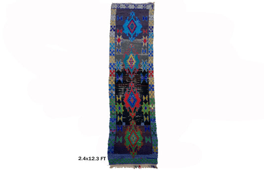 Boho Colorful Moroccan 2x12 Runner Rug.