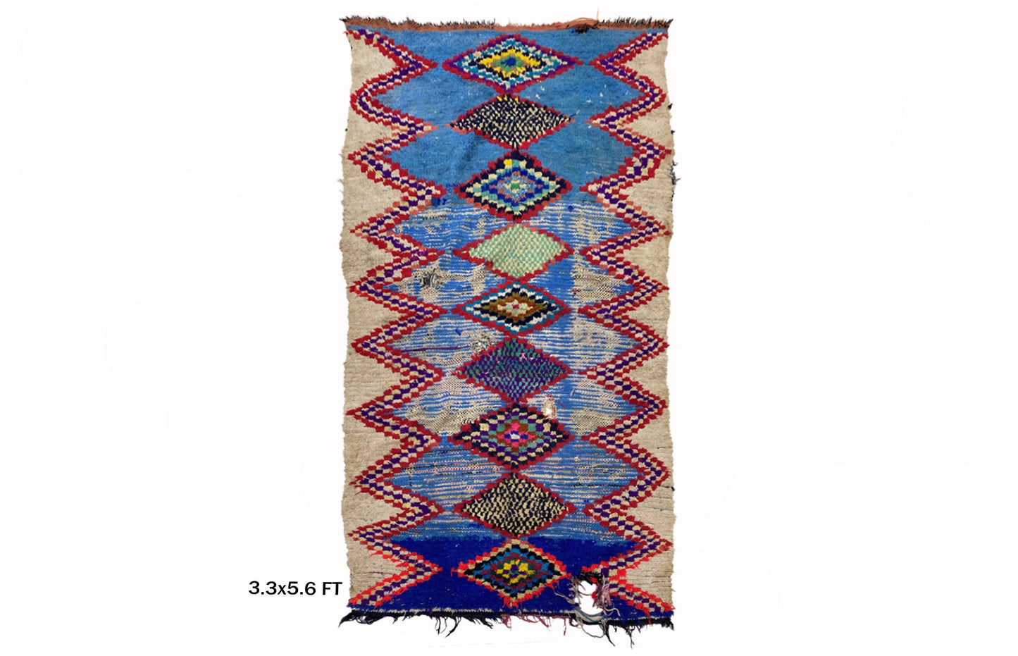 Diamond Checkered 3x6 Rug, Colorful Moroccan Rug.