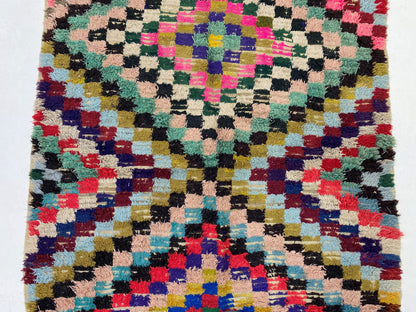 Tapis de décoration d'intérieur berbère, tapis marocain à carreaux 4x7.