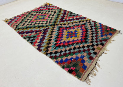 Tapis de décoration d'intérieur berbère, tapis marocain à carreaux 4x7.