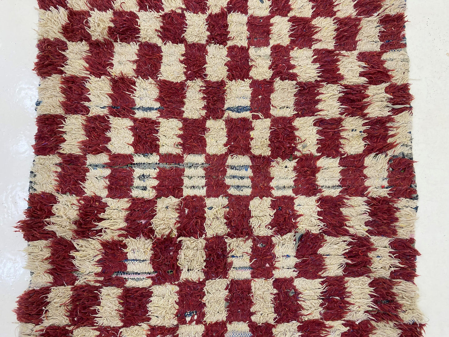 Vintage Moroccan Rug, Checkered 3x6 Area Rug.