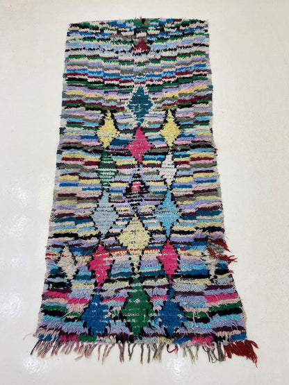 Tapis marocain 3x7, tapis berbère vintage étroit.