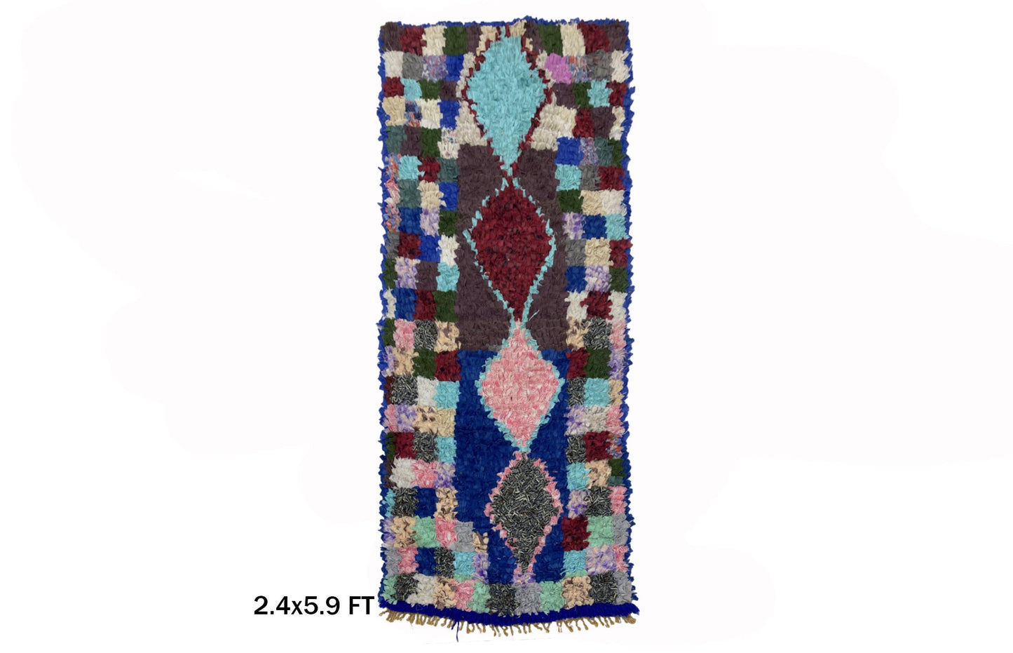 2x6 Boucherouite Moroccan Runner Rug, Berber Vintage Rug.