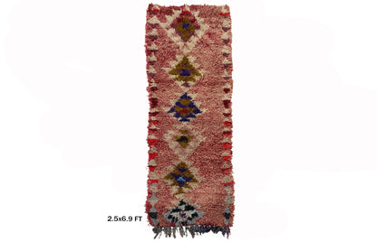 Tapis de couloir diamant 3x7, tapis de couloir marocain vintage.