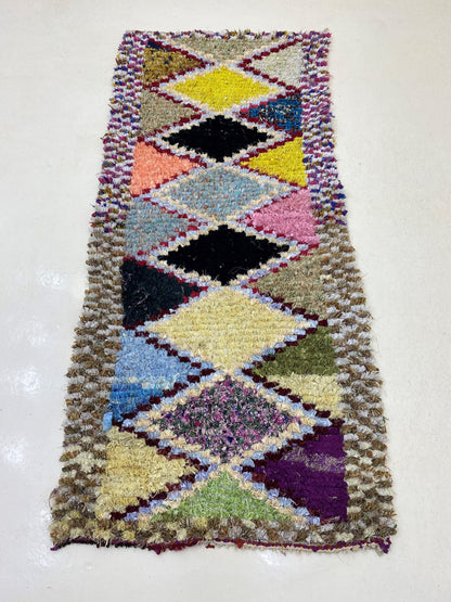 Tapis de couloir Diamond 3x7.5, tapis de couloir marocain coloré.