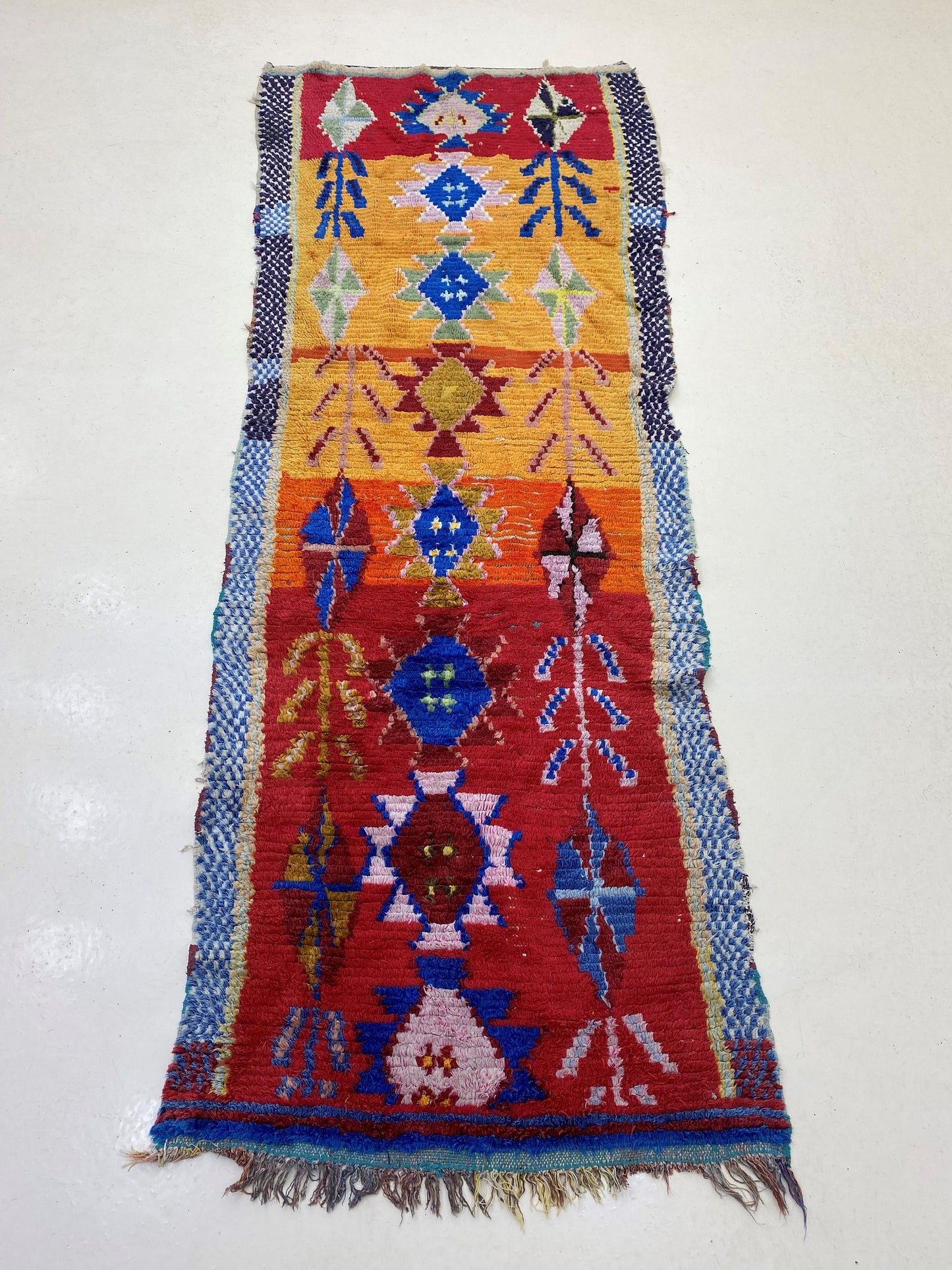 Tapis de couloir berbère multicolore 3x8, tapis de couloir bohème marocain.