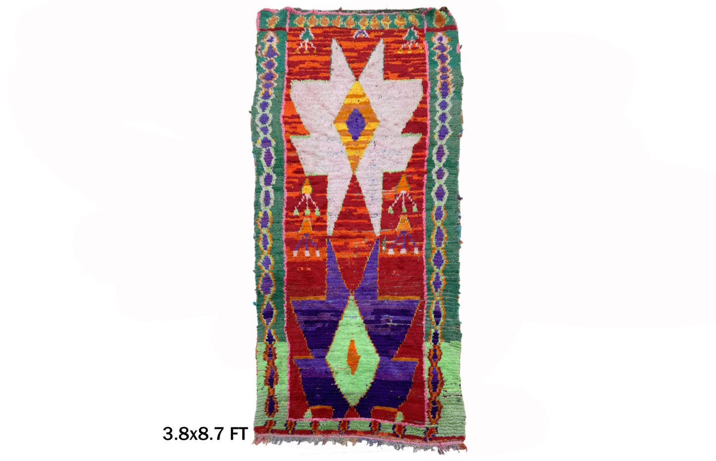 Grand tapis marocain, tapis berbère vintage géométrique 4x9.