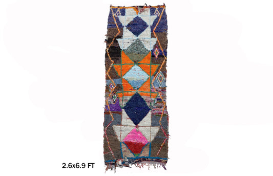 Tapis de couloir marocain vintage coloré 3x7.