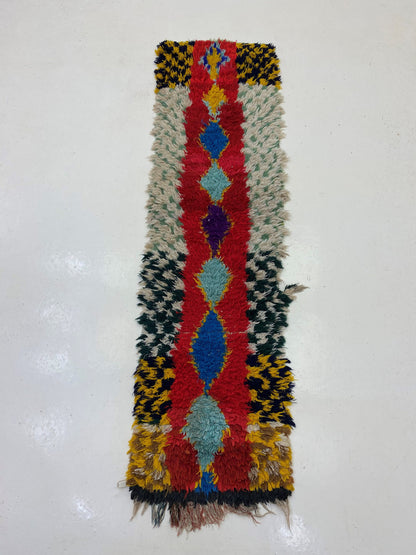 Petit tapis de couloir marocain 2x6, tapis de couloir à diamants colorés.