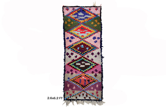 Tapis bohème coloré 3x6, tapis de couloir marocain, décoration de sol en diamant.