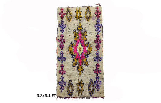 Tapis de couloir marocain 3x6, tapis de décoration d'intérieur en laine vintage.