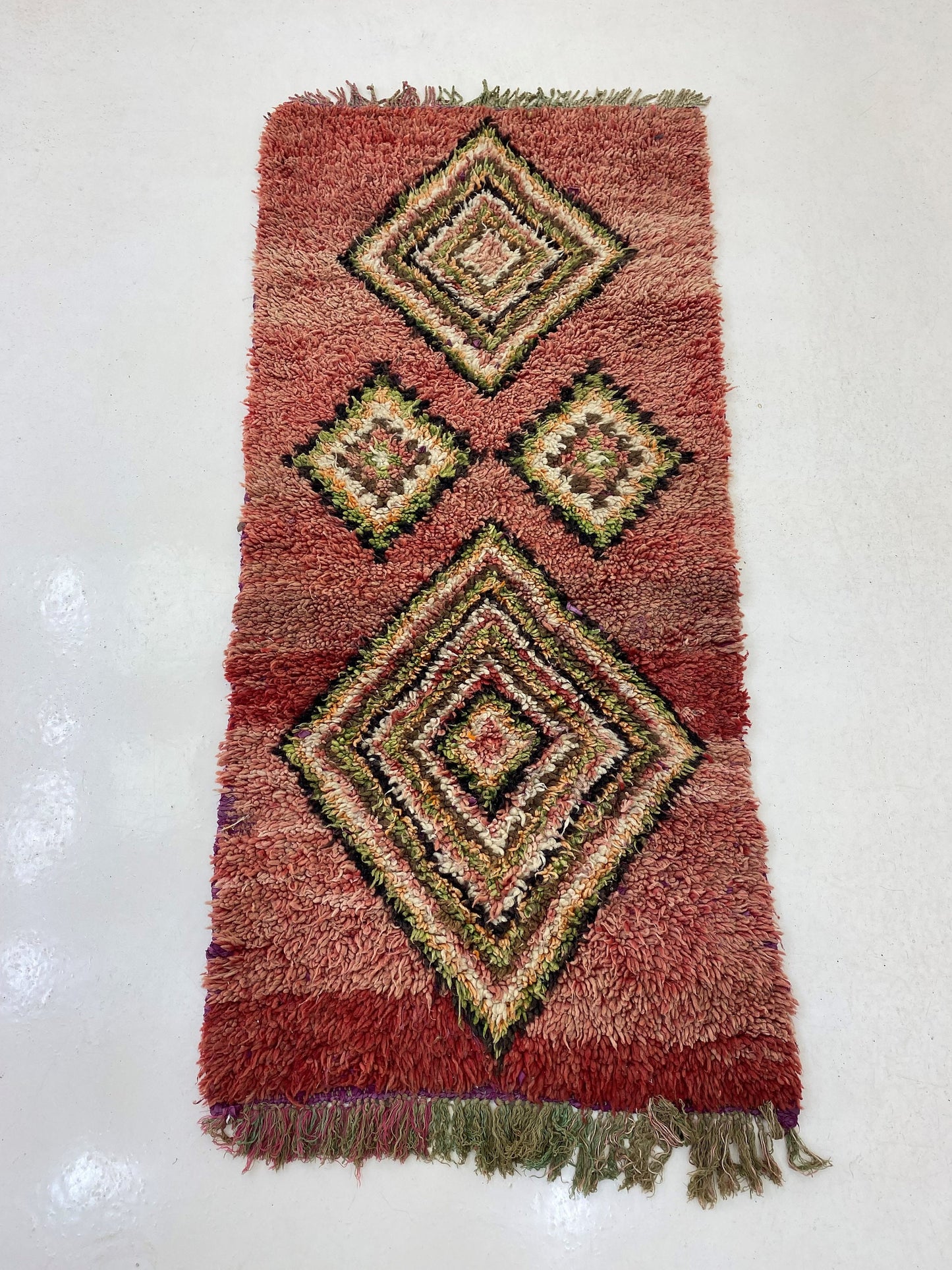 Tapis de couloir berbère diamant 3x6, tapis de couloir bohème vintage, tapis de couloir marocain.