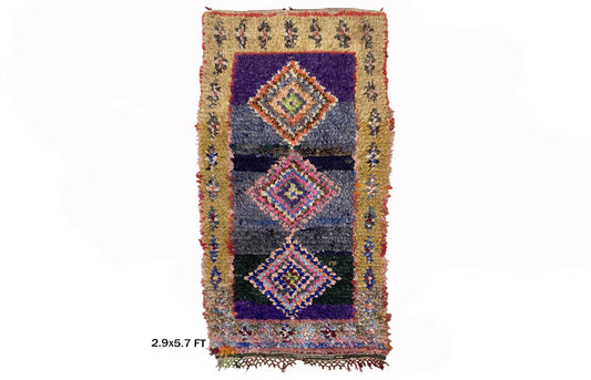 Petit tapis vintage 3x6, tapis marocain, tapis cool et élégant.