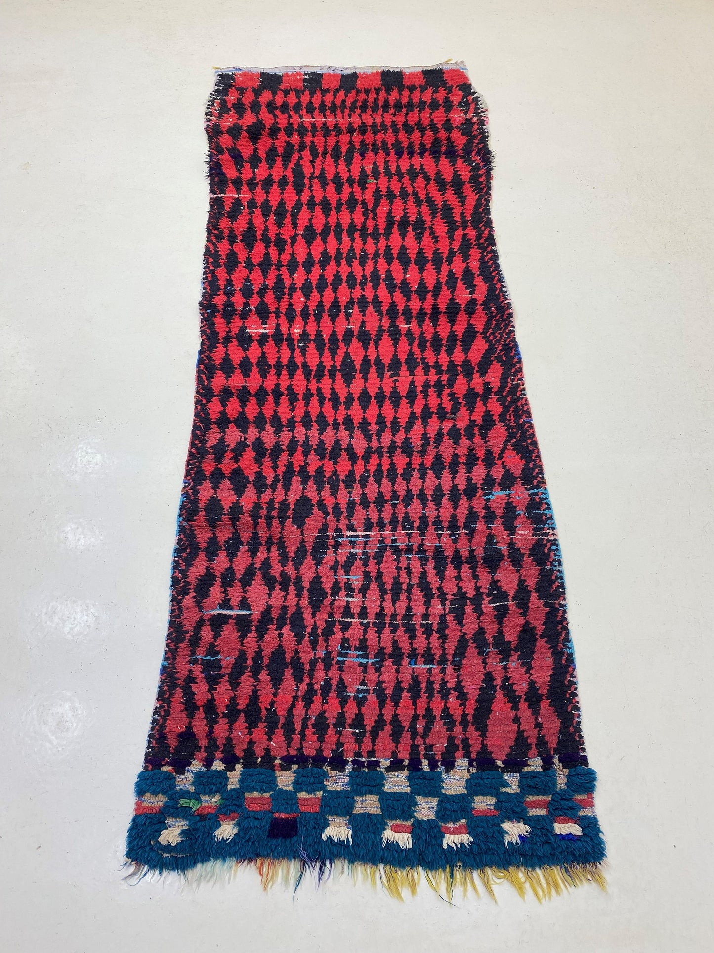 Tapis de couloir marocain 3x9, tapis de couloir berbère vintage.