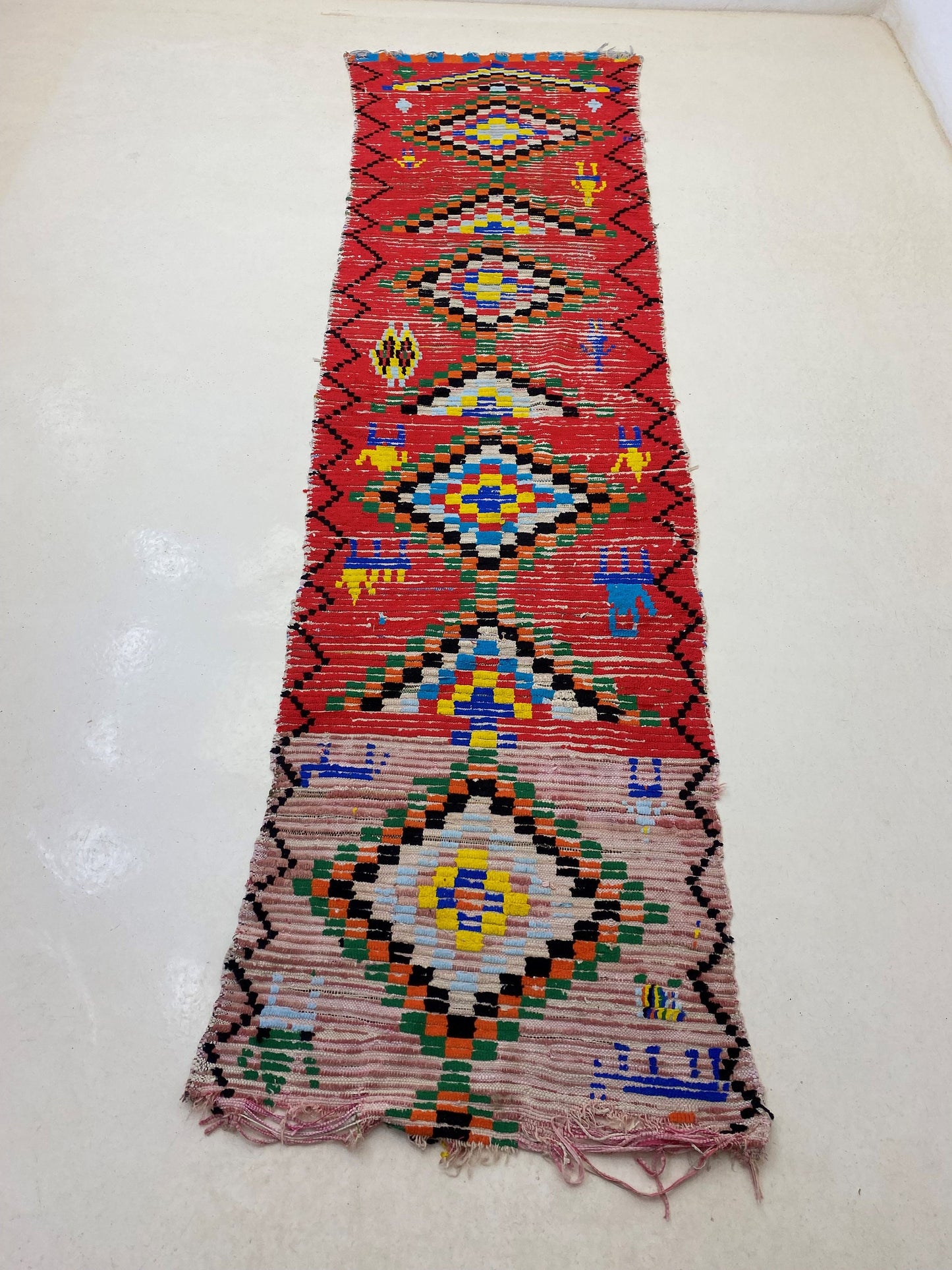 3x12 Narrow Long Moroccan Rug Runner, Vintage Berber Runner.